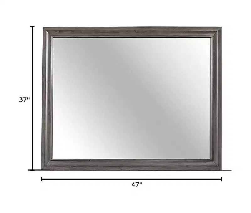 Miroir Séville moderne finition grise, miroir élégant avec encadrement en bois pour chambre ou dressing