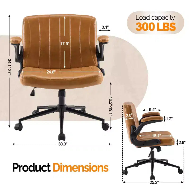 Chaise Criss Cross avec accoudoirs relevables réglables, chaise à pieds croisés avec roulettes, chaise de bureau extra large, cuir PU, argile