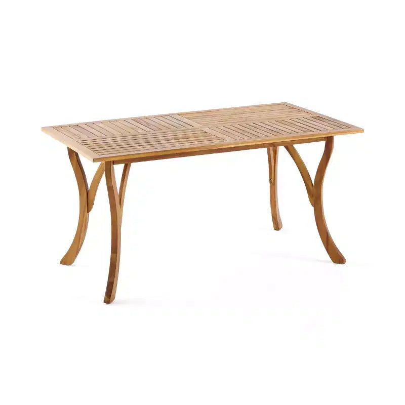 Table de cuisine rectangulaire moderne en bois 59IN, Table à manger avec pieds stables, Table de salle à manger pour salon, cuisine, terrasse, teck