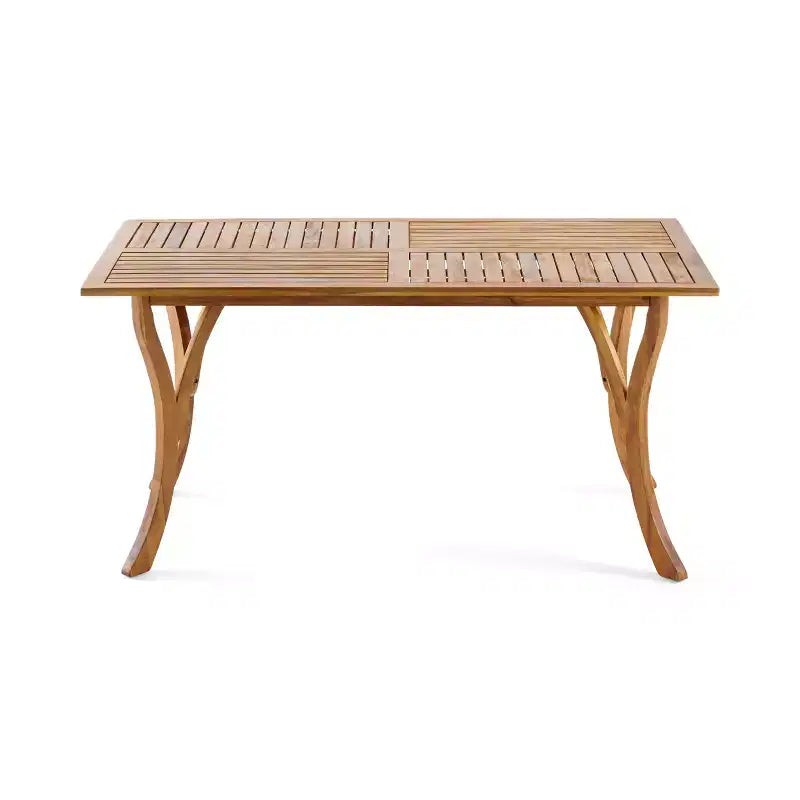 Table de cuisine rectangulaire moderne en bois 59IN, Table à manger avec pieds stables, Table de salle à manger pour salon, cuisine, terrasse, teck