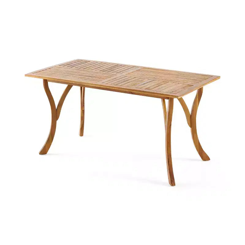 Table de cuisine rectangulaire moderne en bois 59IN, Table à manger avec pieds stables, Table de salle à manger pour salon, cuisine, terrasse, teck