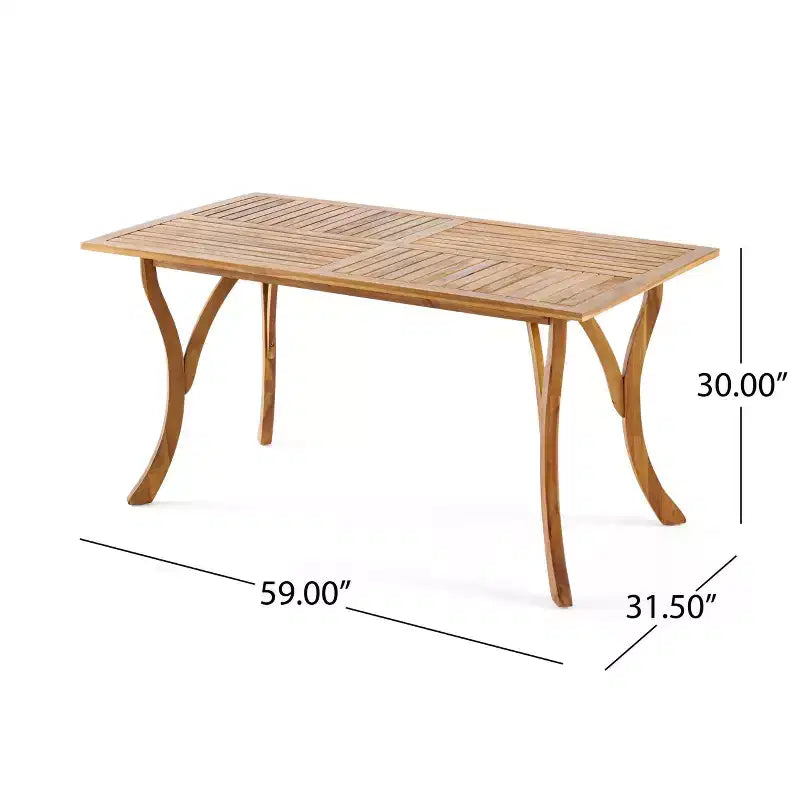 Table de cuisine rectangulaire moderne en bois 59IN, Table à manger avec pieds stables, Table de salle à manger pour salon, cuisine, terrasse, teck