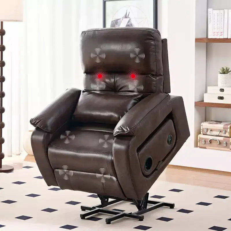 Fauteuil Inclinable Électrique avec Chaleur et Massage par Vibrations, 8 Points de Massage, Inclinaison, Rangement et Porte-gobelet