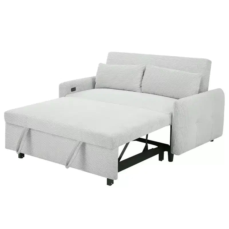 Canapé-lit inclinable multi-angle en velours côtelé doux, dossier réglable sur 3 positions avec ports USB