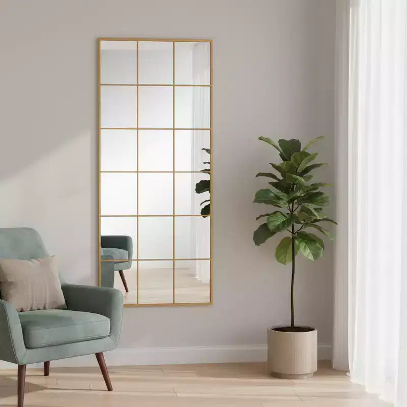 Miroir pleine longueur de 69 pouces avec cadre en métal doré