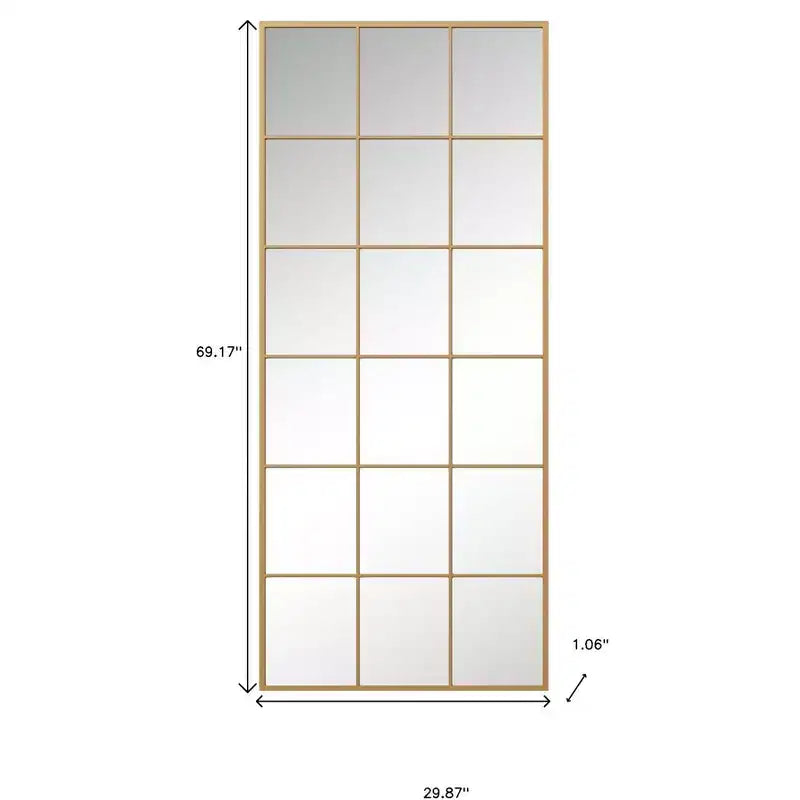 Miroir pleine longueur de 69 pouces avec cadre en métal doré