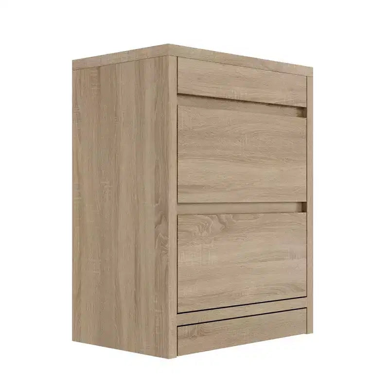 Table de chevet chêne clair intelligent avec tiroir caché, trappe supérieure avec serrure NFC et tiroir inférieur à ouverture par pression, table d'appoint pour chambre et salon