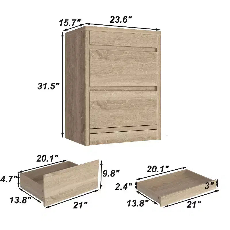 Table de chevet chêne clair intelligent avec tiroir caché, trappe supérieure avec serrure NFC et tiroir inférieur à ouverture par pression, table d'appoint pour chambre et salon