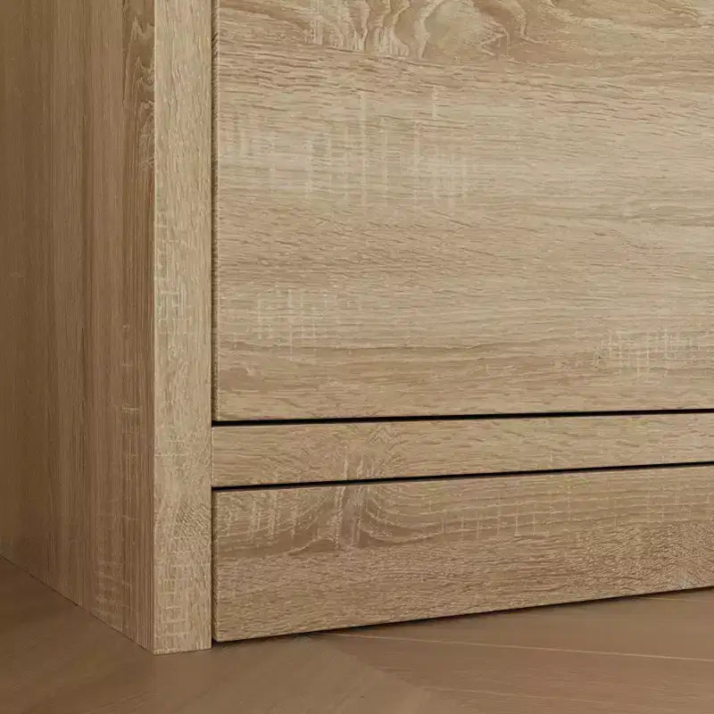 Table de chevet chêne clair intelligent avec tiroir caché, trappe supérieure avec serrure NFC et tiroir inférieur à ouverture par pression, table d'appoint pour chambre et salon