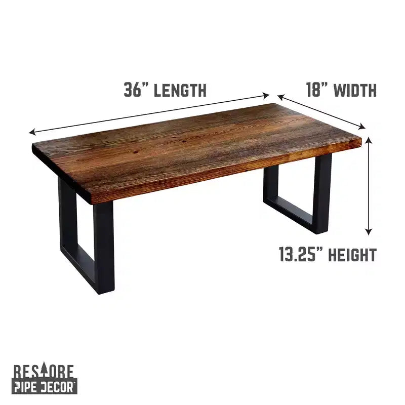 Table basse en bois massif noir Boulder avec pieds paysagers de 30,5 cm