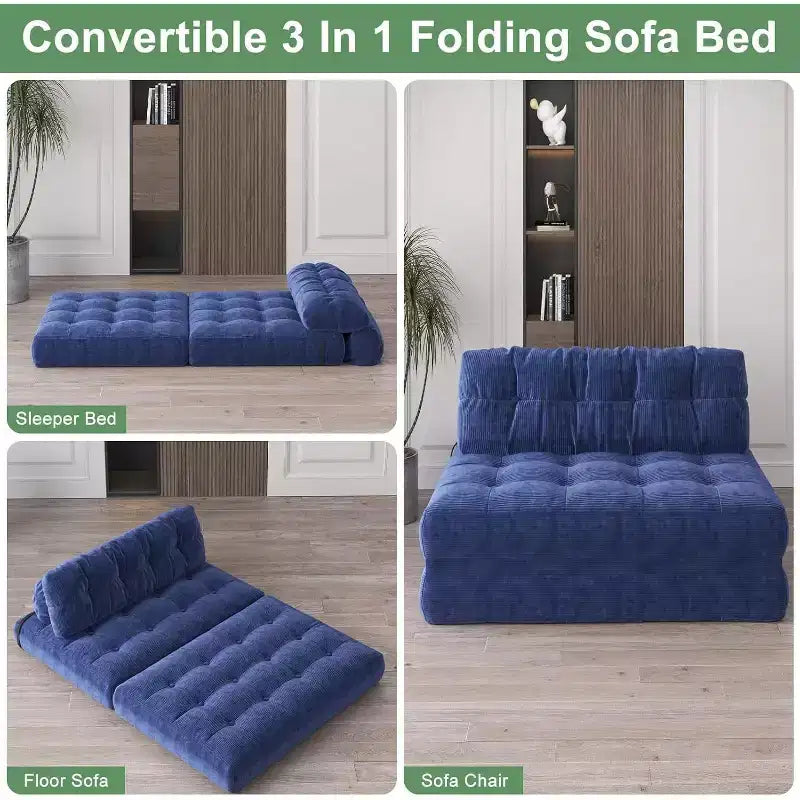 Canapé-lit pliant, fauteuil de relaxation convertible avec oreiller, matelas pliable avec support dorsal, canapé-lit pliant portable, grand format