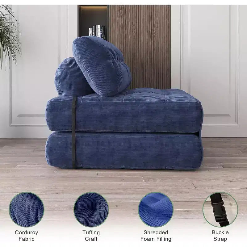 Canapé-lit pliant, fauteuil de relaxation convertible avec oreiller, matelas pliable avec support dorsal, canapé-lit pliant portable, grand format