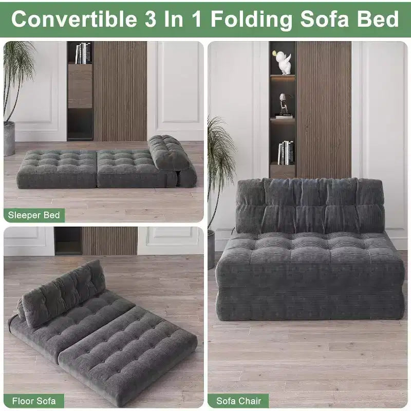 Canapé-lit pliant, fauteuil de relaxation convertible avec oreiller, matelas pliable avec support dorsal, canapé-lit pliant portable, grand format