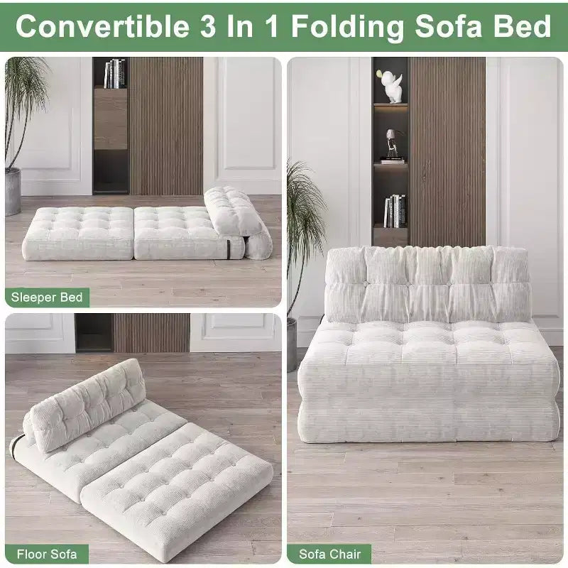 Canapé-lit pliant, fauteuil de relaxation convertible avec oreiller, matelas pliable avec support dorsal, canapé-lit pliant portable, grand format