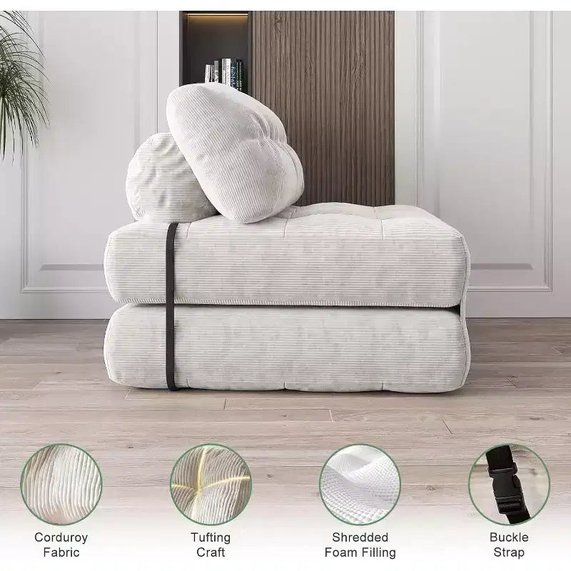 Canapé-lit pliant, fauteuil de relaxation convertible avec oreiller, matelas pliable avec support dorsal, canapé-lit pliant portable, grand format