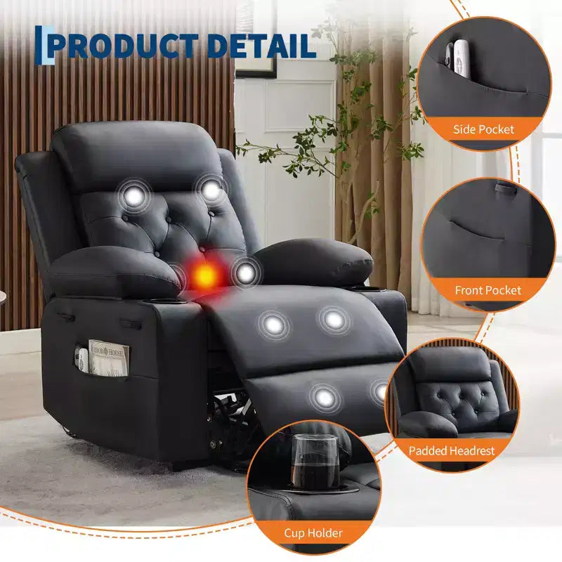 Fauteuils inclinables pour adultes, fauteuil inclinable avec appuie-tête et ports de chargement, fauteuil-canapé inclinable électrique pour salon