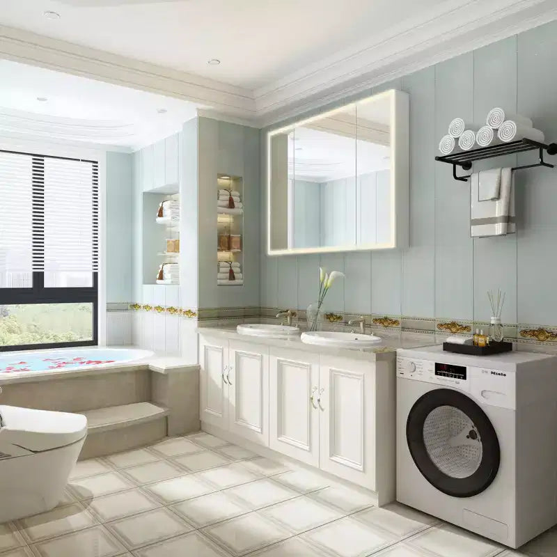 Armoire de toilette à LED avec fonction antibuée, grand espace de rangement et éclairage réglable, pour rehausser le style de votre salle de bain