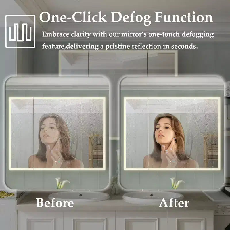 Armoire de toilette à LED avec fonction antibuée, grand espace de rangement et éclairage réglable, pour rehausser le style de votre salle de bain
