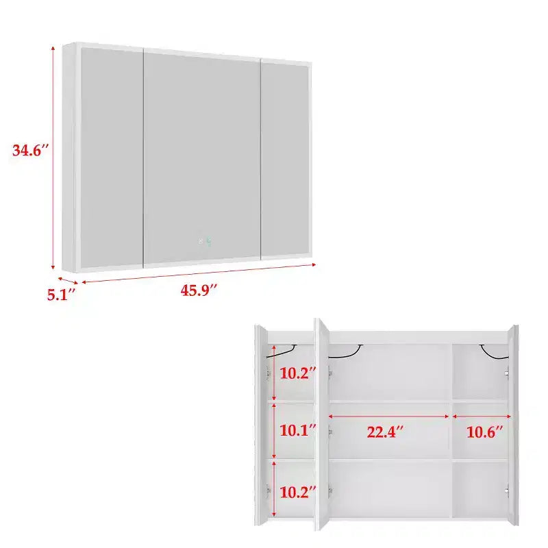 Armoire de toilette à LED avec fonction antibuée, grand espace de rangement et éclairage réglable, pour rehausser le style de votre salle de bain