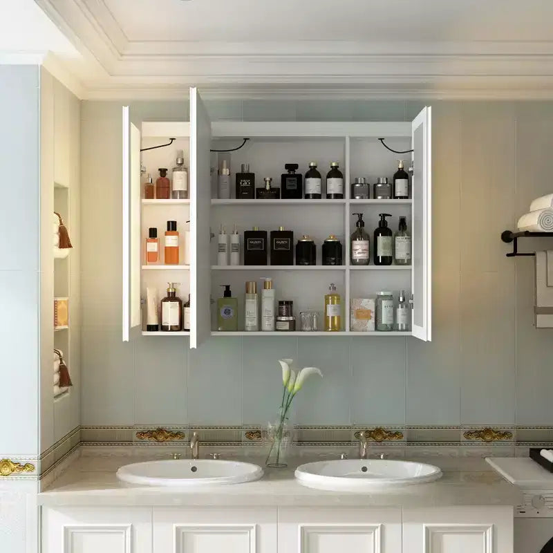Armoire de toilette à LED avec fonction antibuée, grand espace de rangement et éclairage réglable, pour rehausser le style de votre salle de bain