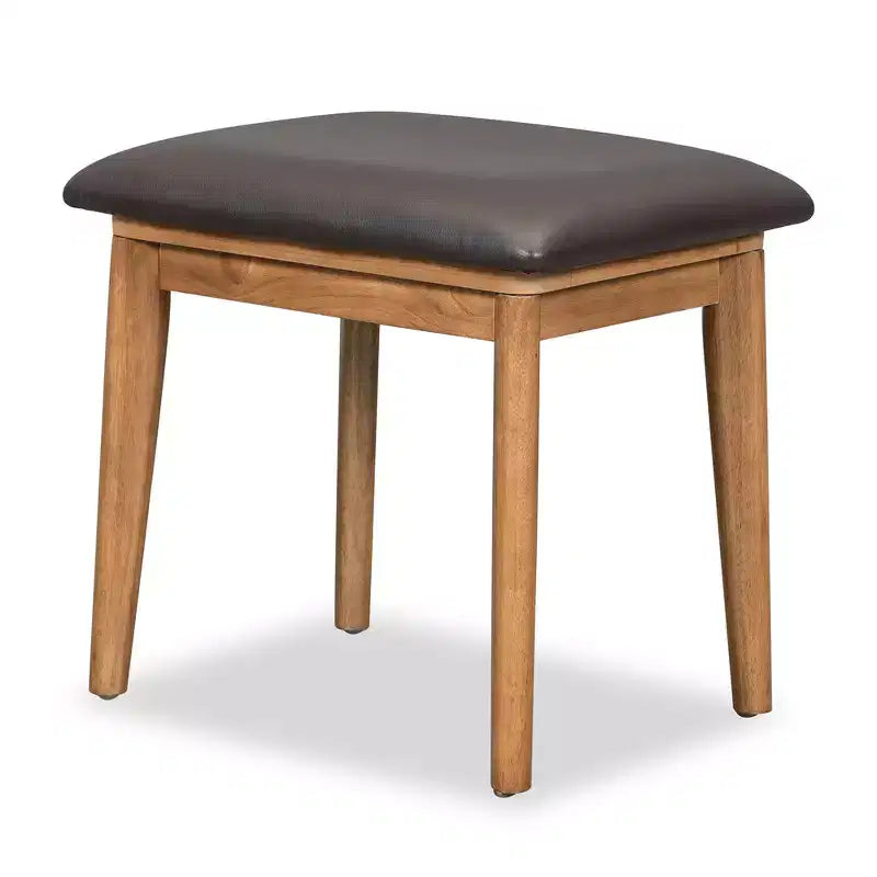 Coiffeuse avec tabouret rembourré, coiffeuse en bois avec miroir rabattable et 3 grands tiroirs