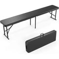 VINGLI 6 feet Plastic Folding Bench,Portable in Picnic Party Dining Seat, Garden Soccer , Tree Patterned HDPE Tabletop, 1 Pack, Black