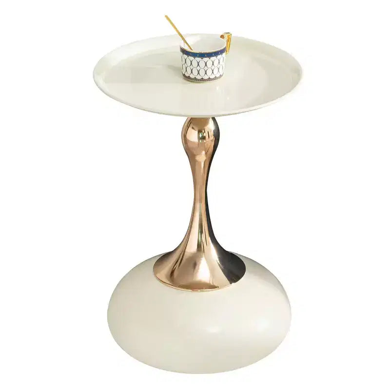 Table d'appoint ronde moderne peu encombrante, table d'appoint avec plateau et cadre en métal, table d'appoint pour salon, chambre à coucher