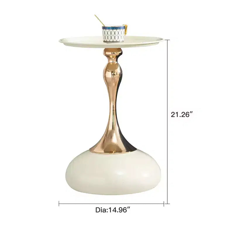 Table d'appoint ronde moderne peu encombrante, table d'appoint avec plateau et cadre en métal, table d'appoint pour salon, chambre à coucher