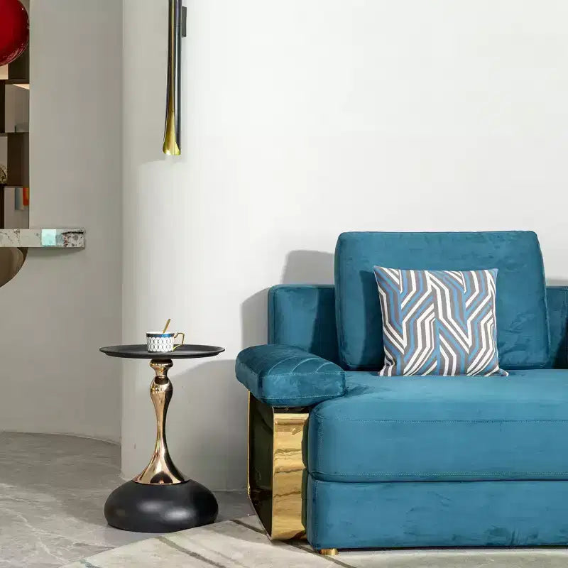 Table d'appoint ronde moderne peu encombrante, table d'appoint avec plateau et cadre en métal, table d'appoint pour salon, chambre à coucher
