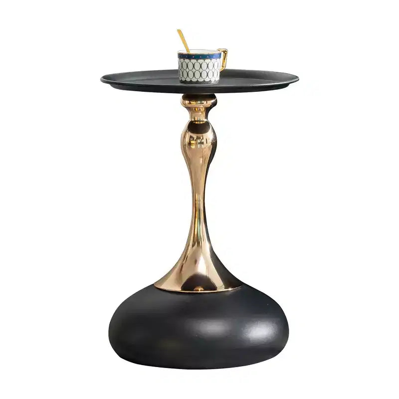 Table d'appoint ronde moderne peu encombrante, table d'appoint avec plateau et cadre en métal, table d'appoint pour salon, chambre à coucher