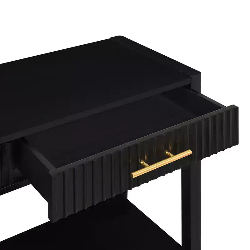 Console de 60 pouces avec 3 tiroirs ondulés, table d'entrée moderne avec poignées métalliques et étagère de rangement