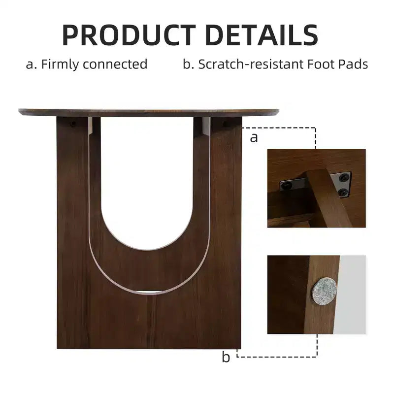 Table à manger ovale de 79 po pour 6 à 8 personnes, table de cuisine en bois avec plateau résistant aux rayures et pieds arqués, style ferme moderne pour salon et cuisine, noyer