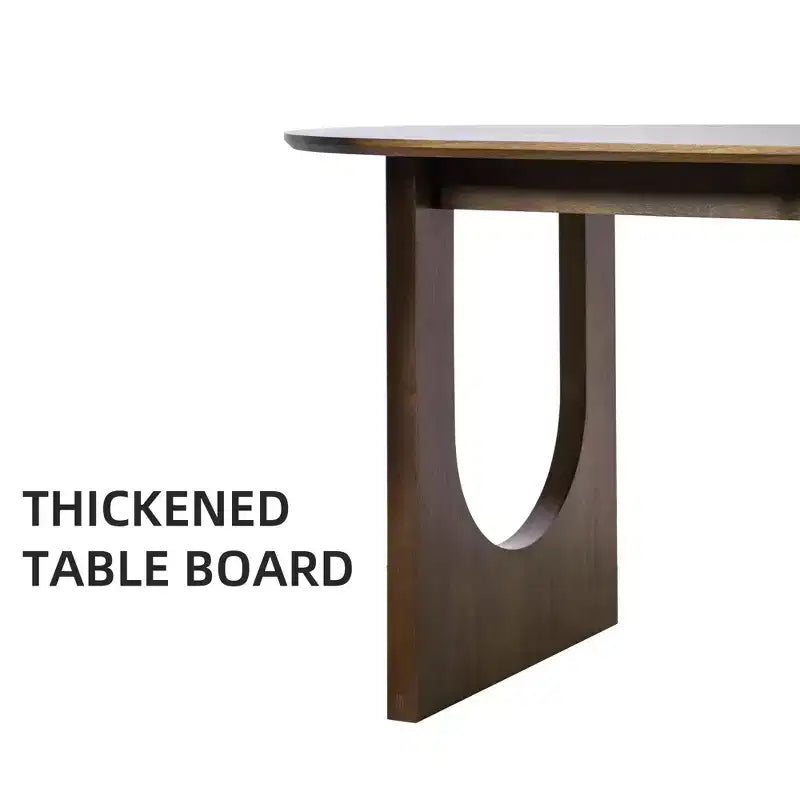 Table à manger ovale de 79 po pour 6 à 8 personnes, table de cuisine en bois avec plateau résistant aux rayures et pieds arqués, style ferme moderne pour salon et cuisine, noyer