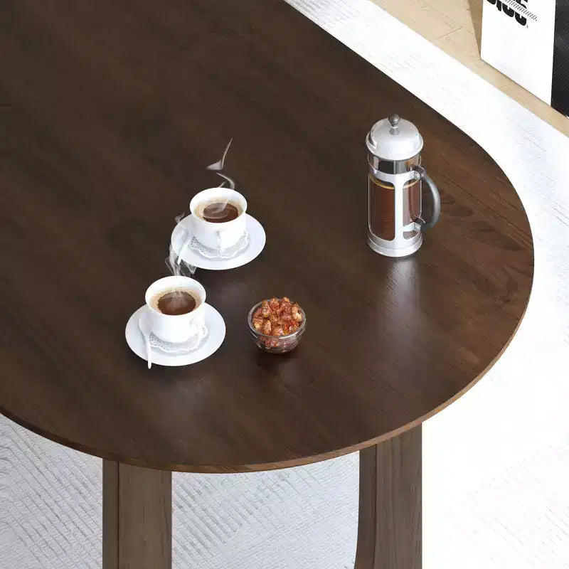 Table à manger ovale de 79 po pour 6 à 8 personnes, table de cuisine en bois avec plateau résistant aux rayures et pieds arqués, style ferme moderne pour salon et cuisine, noyer
