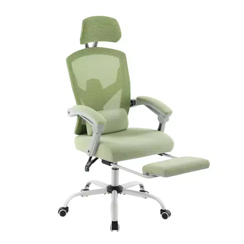Chaise de bureau ergonomique avec repose-pieds rétractable, chaise d'ordinateur avec support lombaire et accoudoirs rembourrés, chaise pivotante pour le bureau
