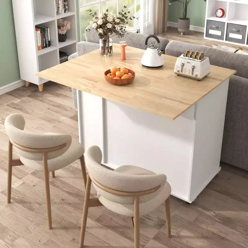 Ilot de cuisine avec organisateur de meuble coulissant à 3 niveaux, Chariot de cuisine avec abattant et étagère de rangement, Organisateur de comptoir de cuisine
