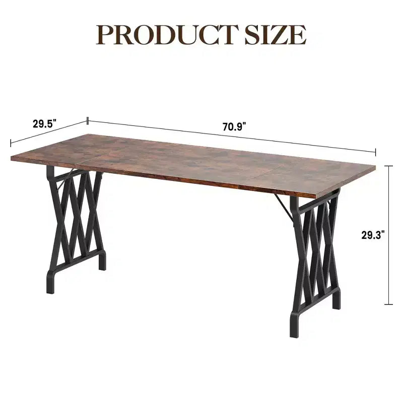 Table de salle à manger de ferme avec piètement en métal, plateau en bois rustique pour cuisine, salle à manger, restaurant, café