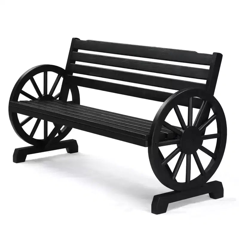 Karl Home | 56-In. Wheel-inspired Fir Wood Outdoor Bench