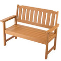 VEVOR Outdoor Bench, 50.5 inch, 800 lbs Weight Capacity for 2-3 Persons,Weatherproof Plastic Frame with Backrest and Wide Armrests, Natural Wood Color