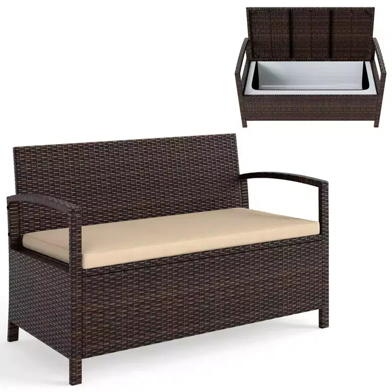 Costway Coffre de rangement extérieur 159 L avec assise pour outils de jardin et accessoires de piscine pour véranda