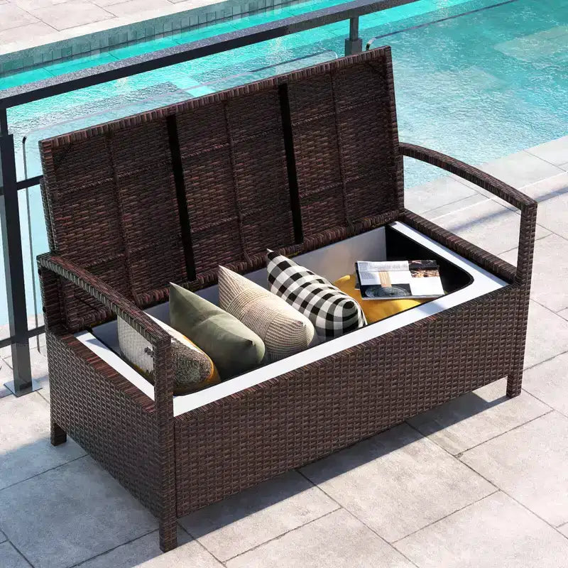 Costway Coffre de rangement extérieur 159 L avec assise pour outils de jardin et accessoires de piscine pour véranda