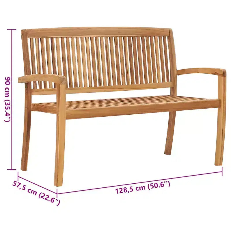 Banc de jardin anthracite Teck poncé de qualité 128,5 cm