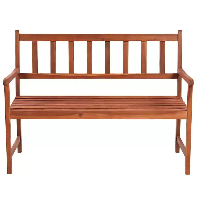 Banc de jardin beige, marron, bois d'acacia massif, tissu 100 % polyester