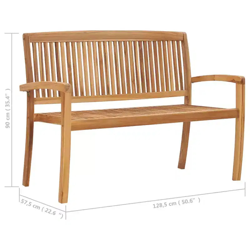 Banc de jardin Teck Bois de teck massif Moyen Empilable