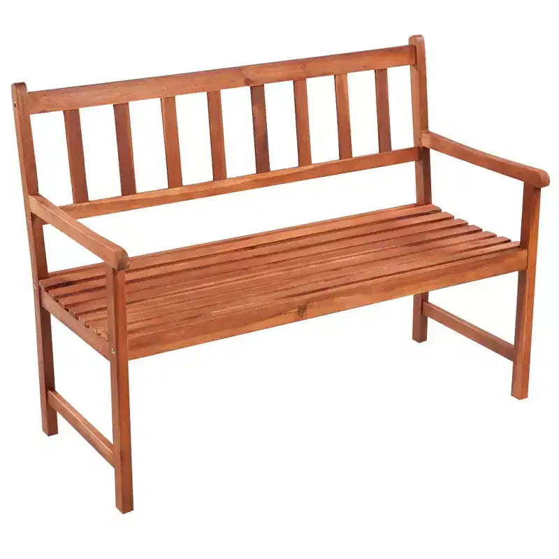 Banc de jardin marron clair, coussin anthracite