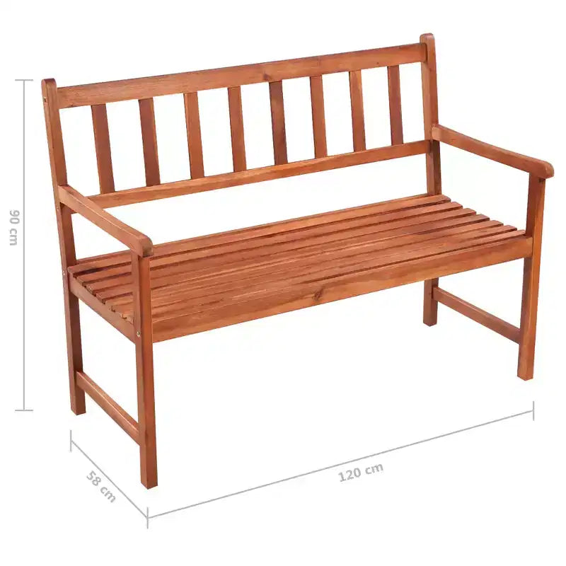 Banc de jardin marron clair, coussin anthracite