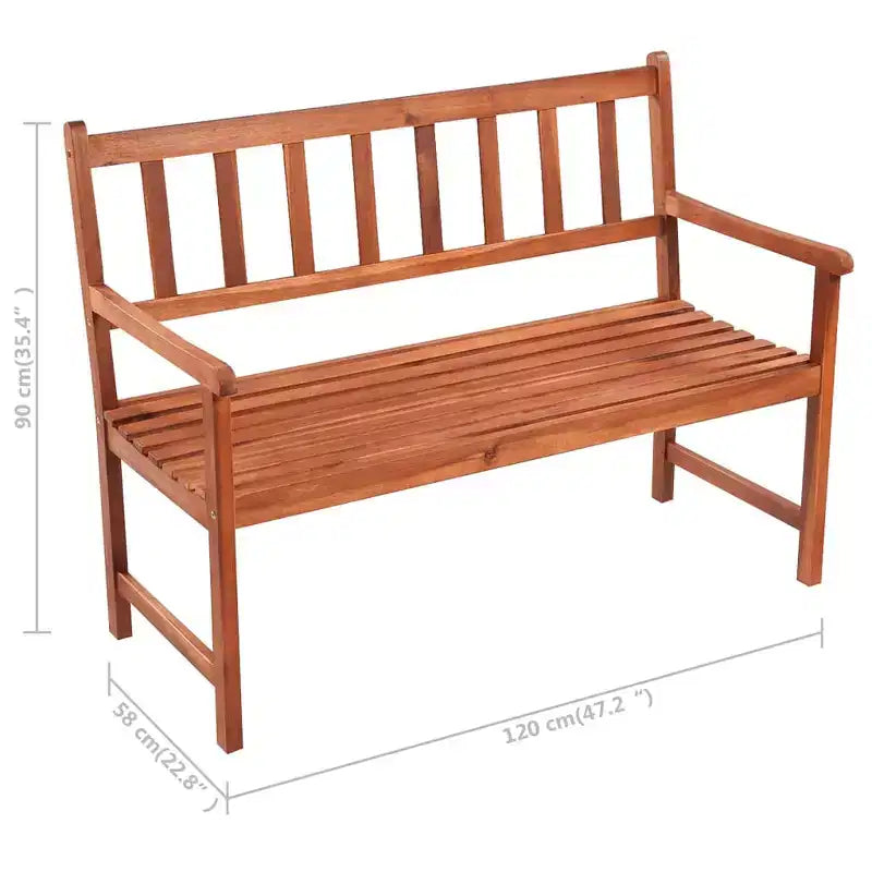 Banc de patio vert vif en bois d'acacia massif 120 cm Durable
