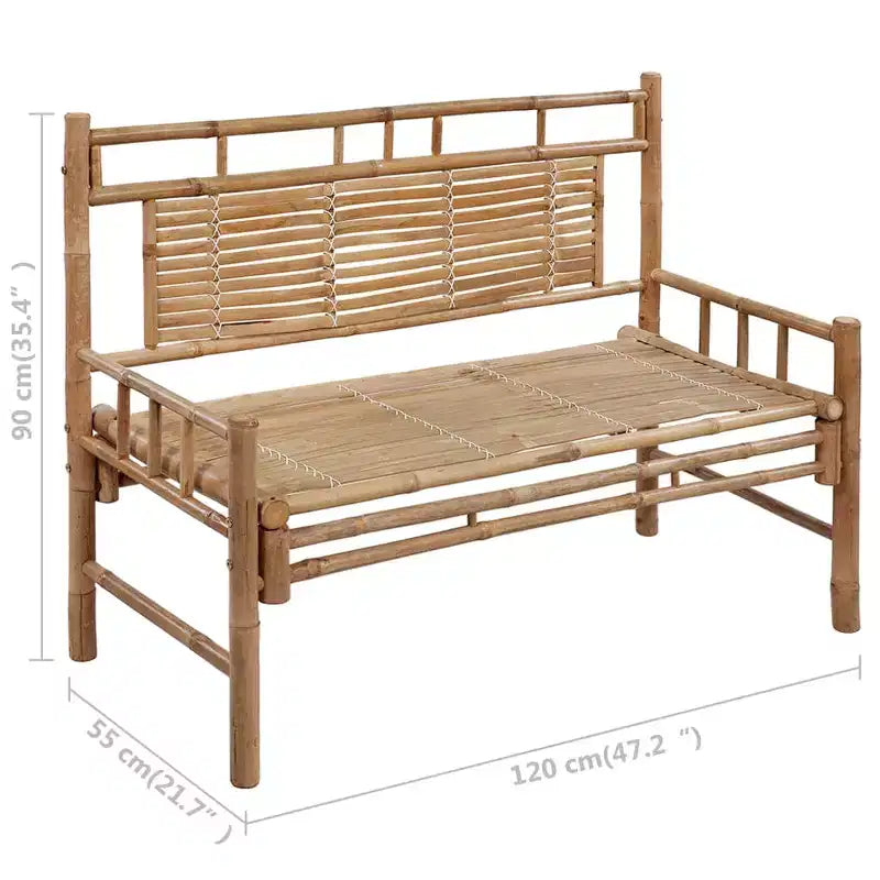 Banc de jardin Bambou naturel Bambou 120 cm Matériaux étanches