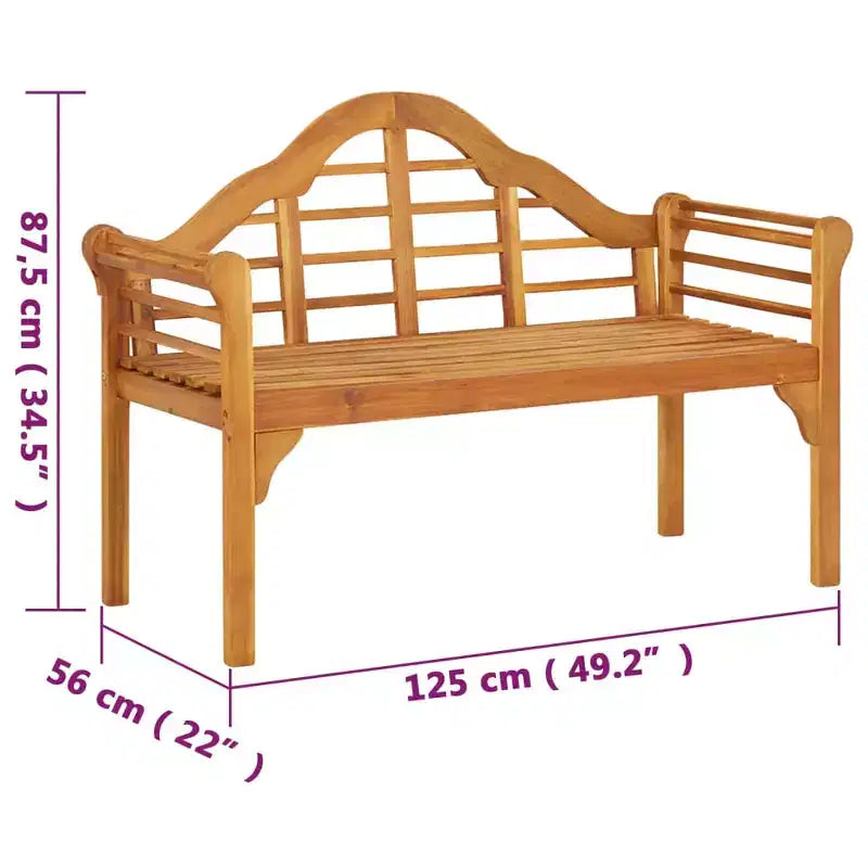 Banc de jardin marron en acacia massif, taille moyenne, ergonomique