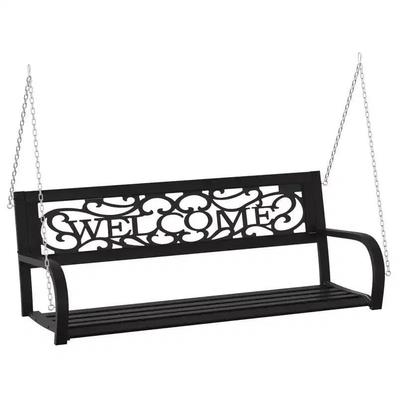 Banc de jardin suspendu, en acier noir, plastique, fixation moyenne